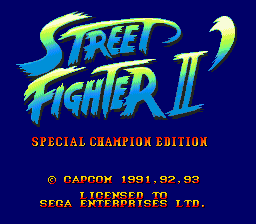 Street Fighter II Plus: Champion Edition title screen for Sega Mega Drive